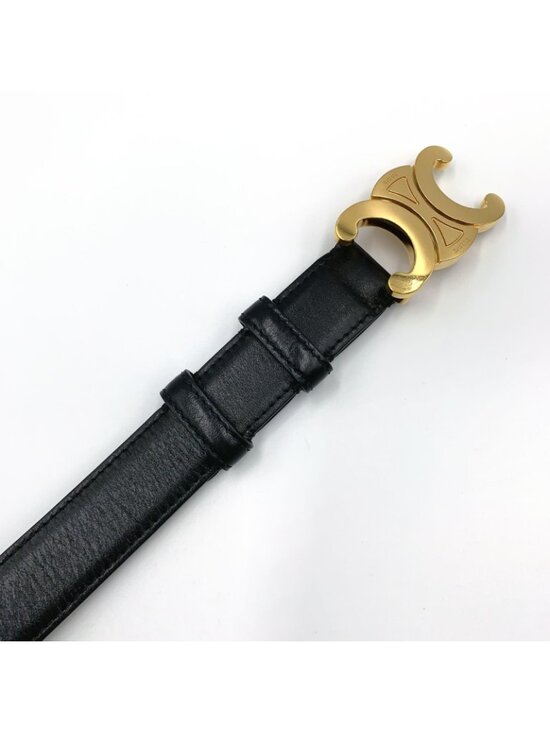 Celine Triomphe Leather Black Belt Gold main image 2
